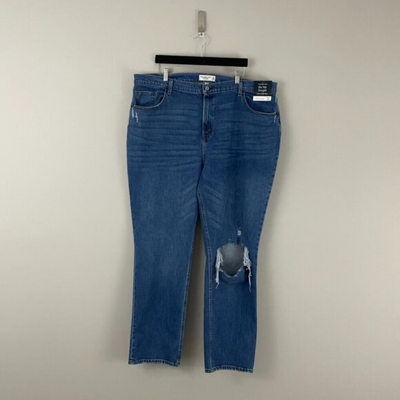Abercrombie & Fitch Curve Love High Rise The '90s Straight Jeans Size 22 - Picture 1 of 7